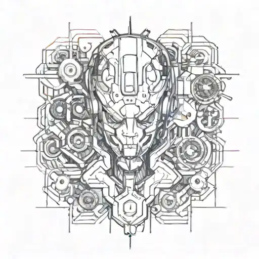 design a tattoo with "</>" text inside a cyberpunk style tattoo design idea