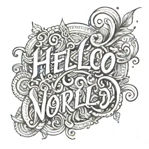 hello world text tattoo design idea