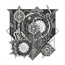 design a tattoo with </> cyberpunk style tattoo design idea