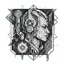 design a tattoo with </> cyberpunk style tattoo design idea
