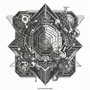 design a tattoo with </> cyberpunk style tattoo design idea