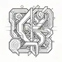 design a tattoo with Letters  "</>" in a cyberpunk style tattoo design idea