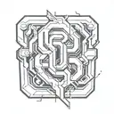 design a tattoo with Letters  "</>" in a cyberpunk style tattoo design idea