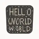 hello world text in minimal design inspired tattoo design idea