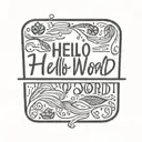 hello world text in minimal design inspired tattoo design idea