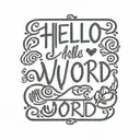 hello world text in minimal design inspired tattoo design idea