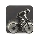 A cyclist riding through a virtual reality battlefield, with computer code swirling around them tattoo design idea