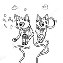 two russian blue cats with keyboard tattoo design idea
