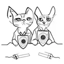 two russian blue cats with keyboard tattoo design idea