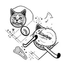 two russian blue cats playing with a hockey puck tattoo design idea