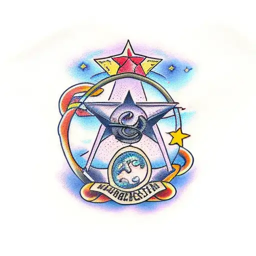 joint with stars and planets tattoo design idea