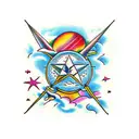 joint with stars and planets tattoo design idea