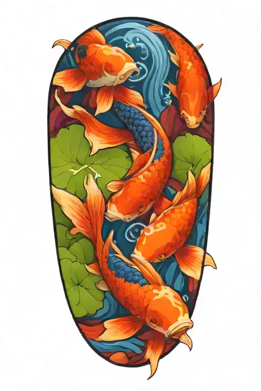 koi fish transforming tattoo design idea