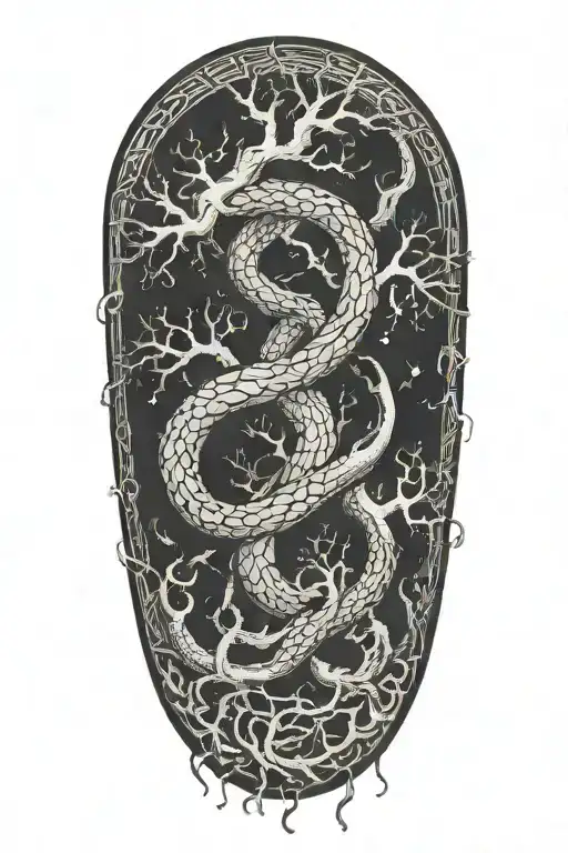 jormungandr tree norse runes blood tattoo design idea