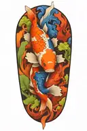 koi fish transforming tattoo design idea