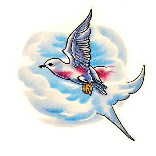 dove with clouds LLL tattoo design idea