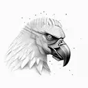 Steller's sea eagle with a samurai oni mask tattoo design idea