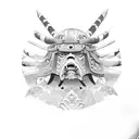 Steller's sea eagle with a samurai oni mask tattoo design idea