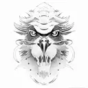 Steller's sea eagle with a samurai oni mask tattoo design idea
