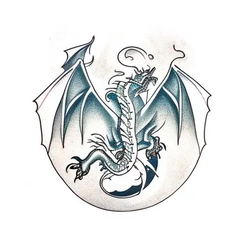 Dragon dark shadowing tattoo design idea