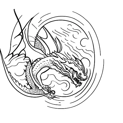 A minimalist tattoo of a dragon silhouette flying over a crescent moon, representing the client's love for both 'How to Train Your Dragon' and the moon. tattoo design idea