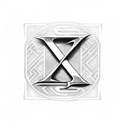 4 letters "D" and a letter H intertwined tattoo design idea