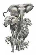 elephant giraffe lion tattoo design idea