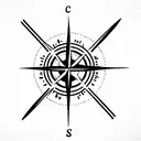 Christian Cross with compass tattoo design idea