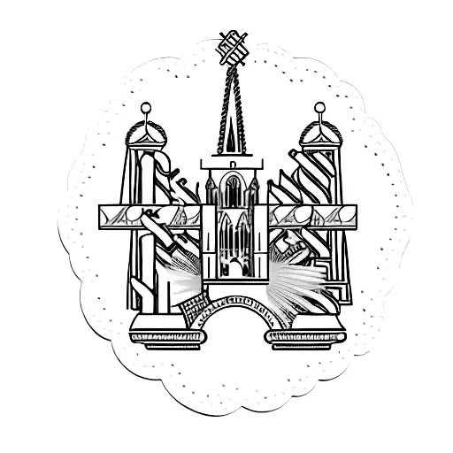 A carnival ticket featuring the Cologne cathedral as the main attraction tattoo design idea