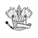 A chef's hat adorned with carnival feathers and a Cologne cathedral silhouette tattoo design idea