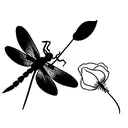 dragonfly with poppy's and violets tattoo design idea