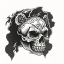 half skull half bear head tattoo design idea