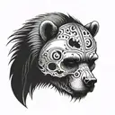 half skull half bear head tattoo design idea