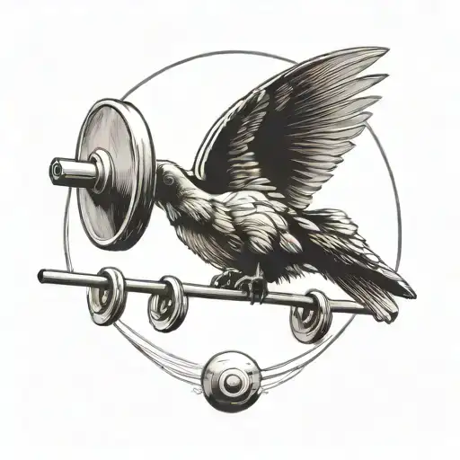A combination of a glider flying high in the sky and a weightlifting barbell, symbolizing the balance between the client's love for gliding and weightlifting tattoo design idea