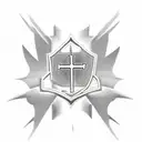 holy cross with jesus and the letters V V V tattoo design idea