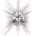 holy cross with jesus and the letters V V V tattoo design idea