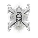 holy cross with jesus and the letters V V V tattoo design idea