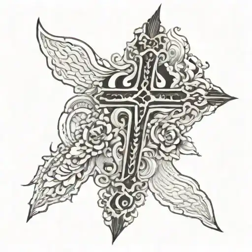 cross with bible verse Isaiah 41:10 tattoo design idea