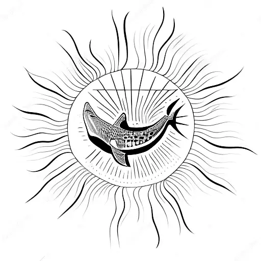 whale shark with sun  tattoo design idea