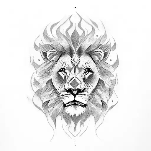 Lion fire  tattoo design idea