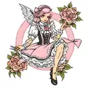 sissy pink maid tattoo design idea