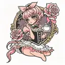 sissy pink maid tattoo design idea
