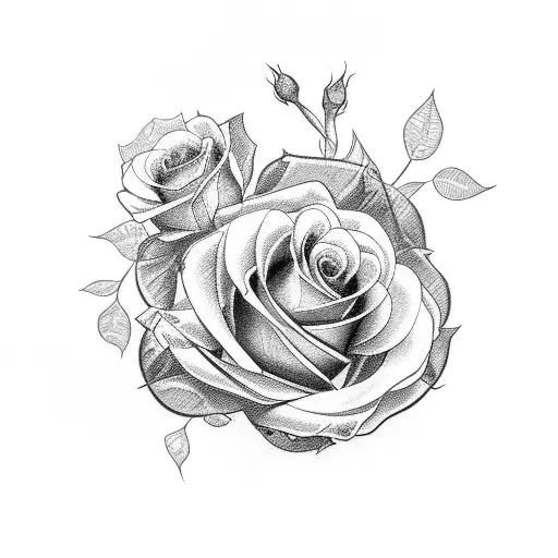 Catherine with roses on end tattoo design idea