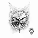 eagle wing shoulder tattoo with clock, joker, watch and rose tattoo design idea