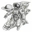 astronaut time traveling tattoo design idea