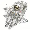astronaut time traveling tattoo design idea
