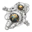 astronaut time traveling tattoo design idea