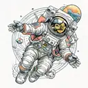 astronaut time traveling tattoo design idea