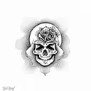 gypsy skull with three roses side profile tattoo design idea