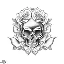 gypsy skull with three roses side profile tattoo design idea